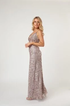 Betty Beaded Champagne Maxi Dress -Laceand Beads LaceandBeads649