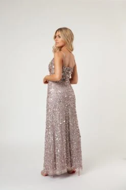 Betty Beaded Champagne Maxi Dress -Laceand Beads LaceandBeads654