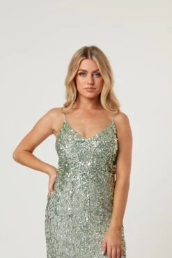 Gloria Sage Green Beaded Maxi Dress 12 Gloria Sage Green Beaded Maxi Dress -Laceand Beads LaceandBeads770