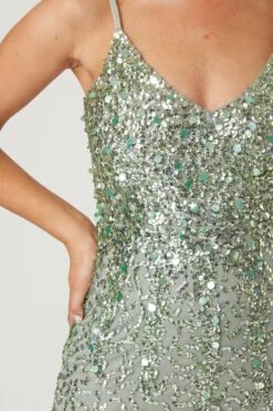 Gloria Sage Green Beaded Maxi Dress 14 Gloria Sage Green Beaded Maxi Dress -Laceand Beads LaceandBeads781