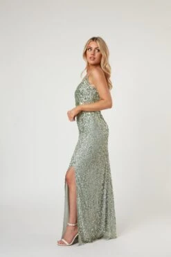 Gloria Sage Green Beaded Maxi Dress 17 Gloria Sage Green Beaded Maxi Dress -Laceand Beads LaceandBeads800