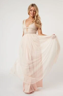 Myla Nude Embellished Maxi Dress -Laceand Beads LaceandBeads885