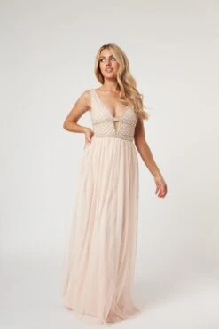 Myla Nude Embellished Maxi Dress -Laceand Beads LaceandBeads891