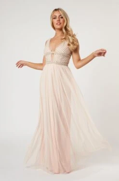 Myla Nude Embellished Maxi Dress -Laceand Beads LaceandBeads896