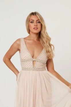 Myla Nude Embellished Maxi Dress -Laceand Beads LaceandBeads930