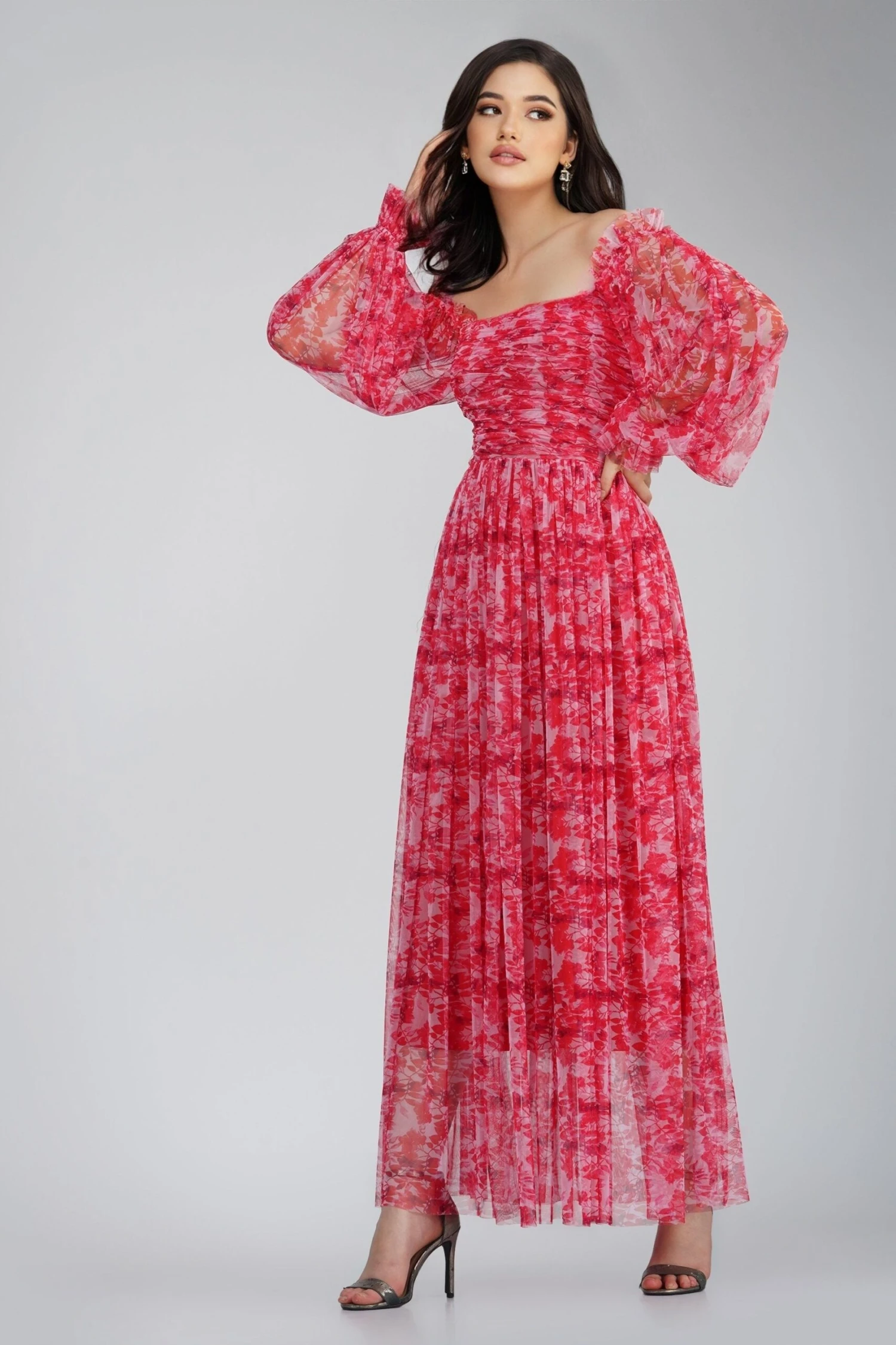 Lana Red Printed Tulle Dress 2 Lana Red Printed Tulle Dress - Image 2