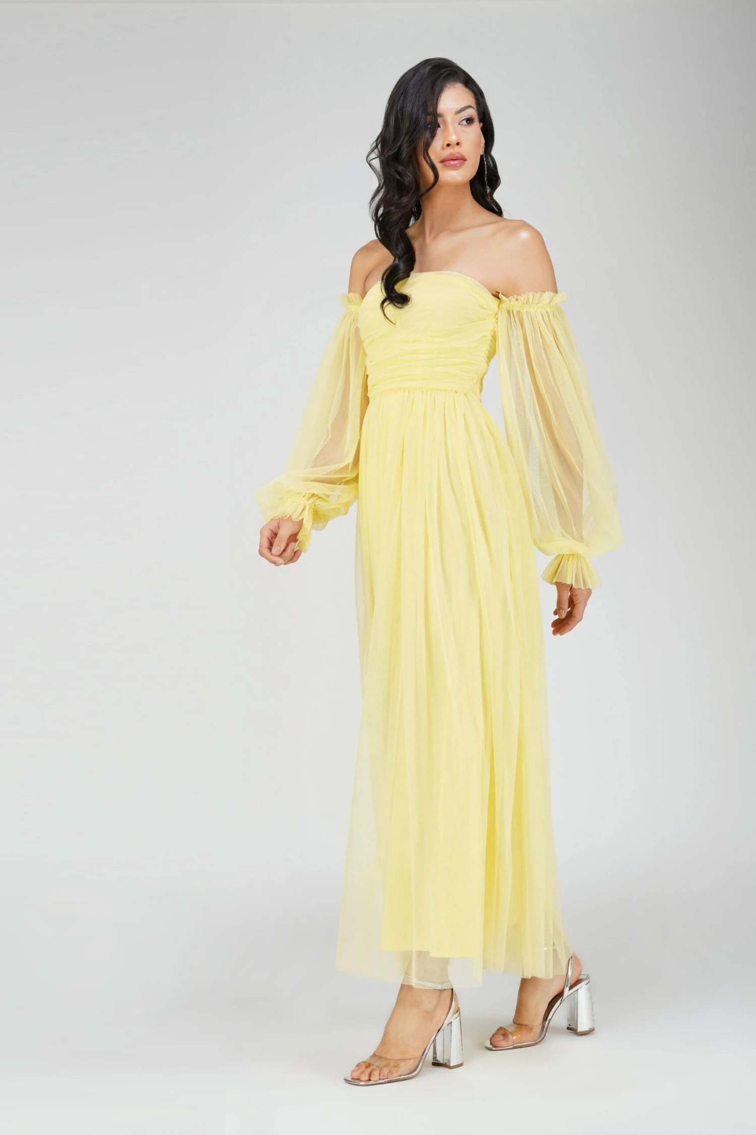 Lana Tulle Maxi Dress In Lemon 4 Lana Tulle Maxi Dress In Lemon - Image 4
