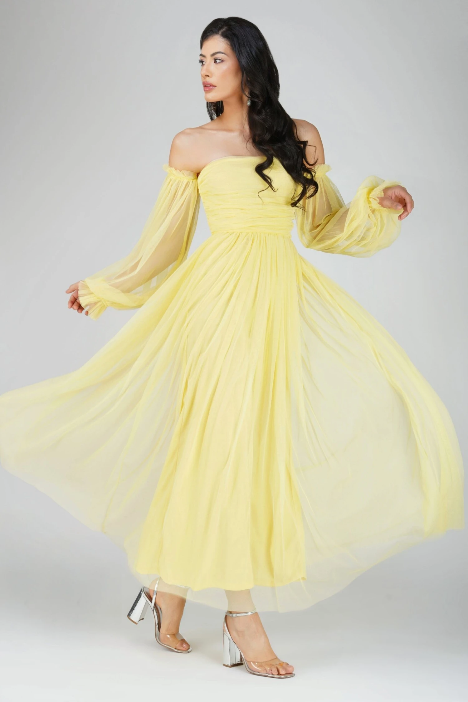 Lana Tulle Maxi Dress In Lemon 2 Lana Tulle Maxi Dress In Lemon - Image 2
