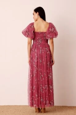 Lana Puff Sleeve Tulle Maxi Dress In Orchid Floral 7 Lana Puff Sleeve Tulle Maxi Dress In Orchid Floral -Laceand Beads Lana Maxi in Orchid Floral 2