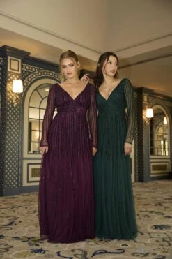 Laura Embellished Maxi Dress In Berry