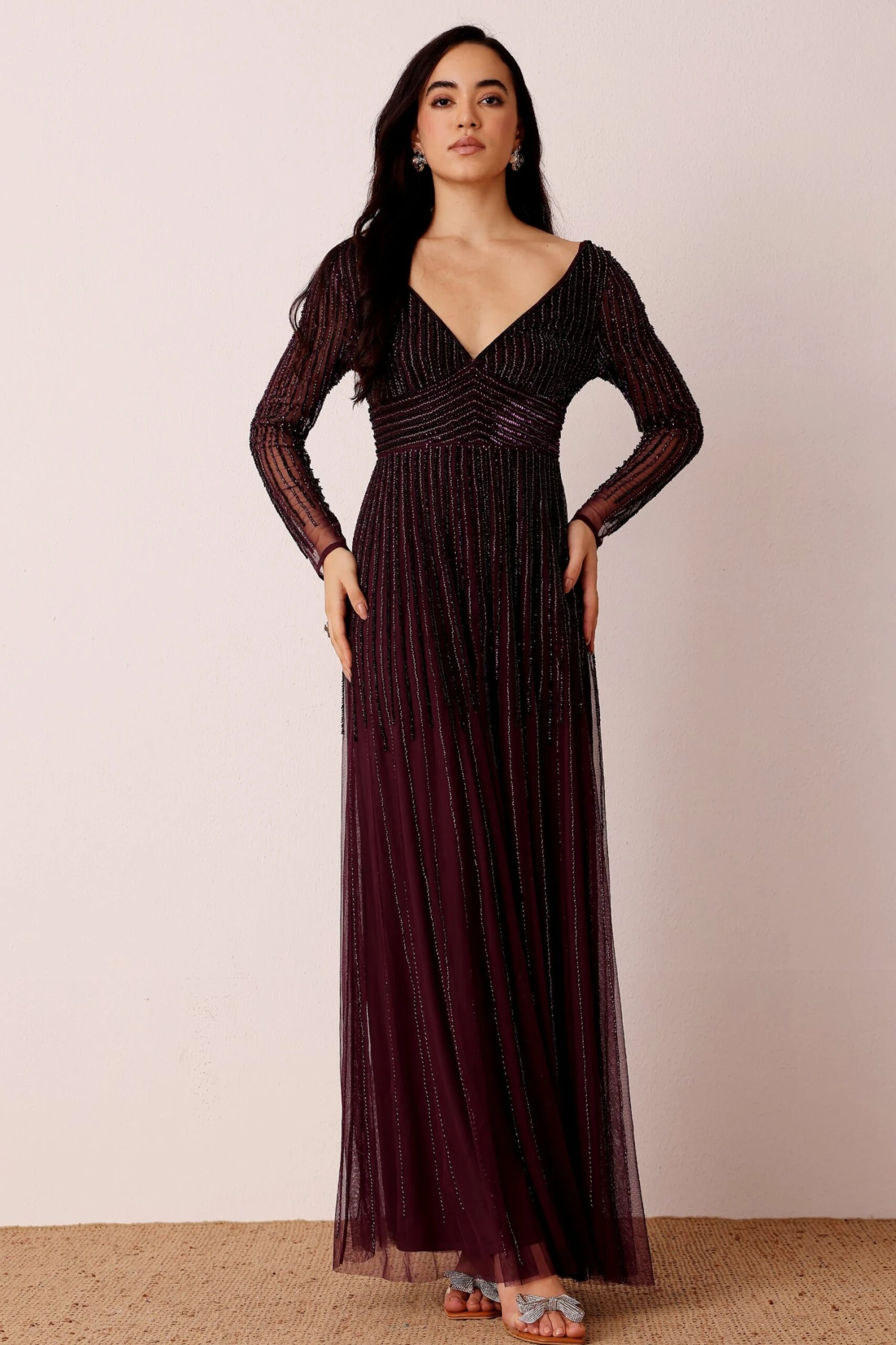 Laura Embellished Maxi Dress In Berry 5 Laura Embellished Maxi Dress In Berry - Image 5