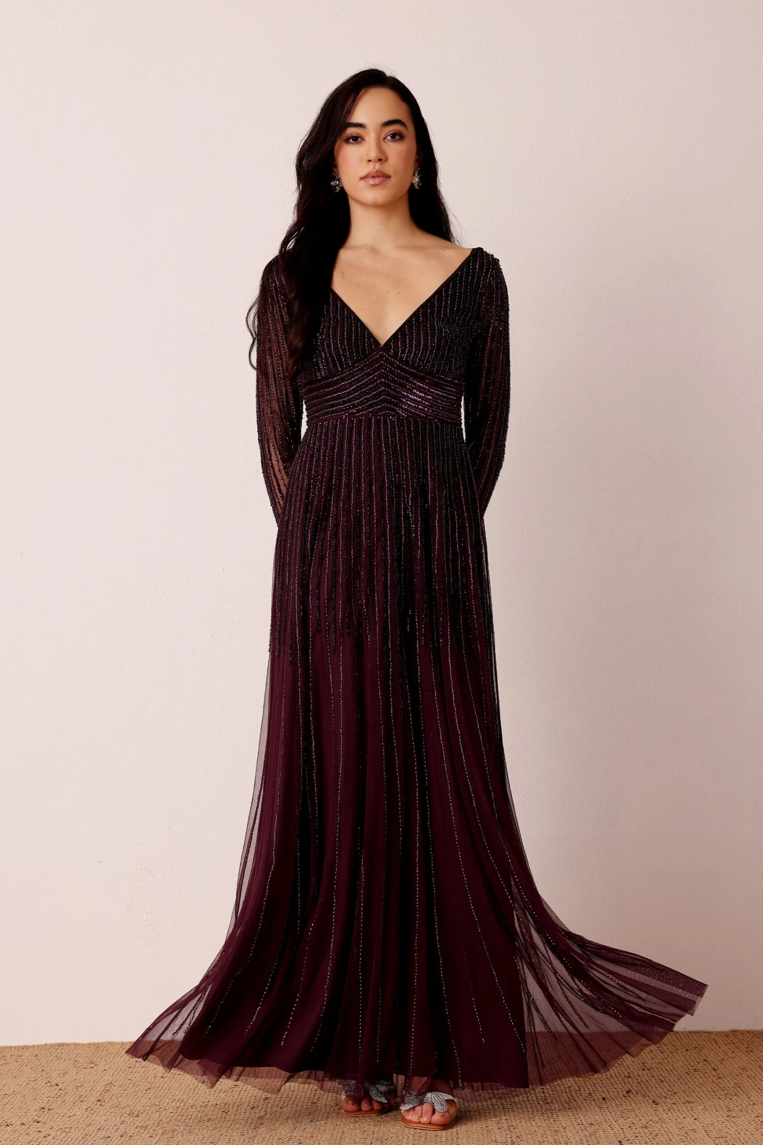 Laura Embellished Maxi Dress In Berry 2 Laura Embellished Maxi Dress In Berry - Image 2