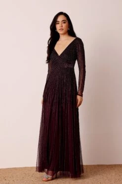 Laura Embellished Maxi Dress In Berry 9 Laura Embellished Maxi Dress In Berry -Laceand Beads Laura Maxi in Berry 5