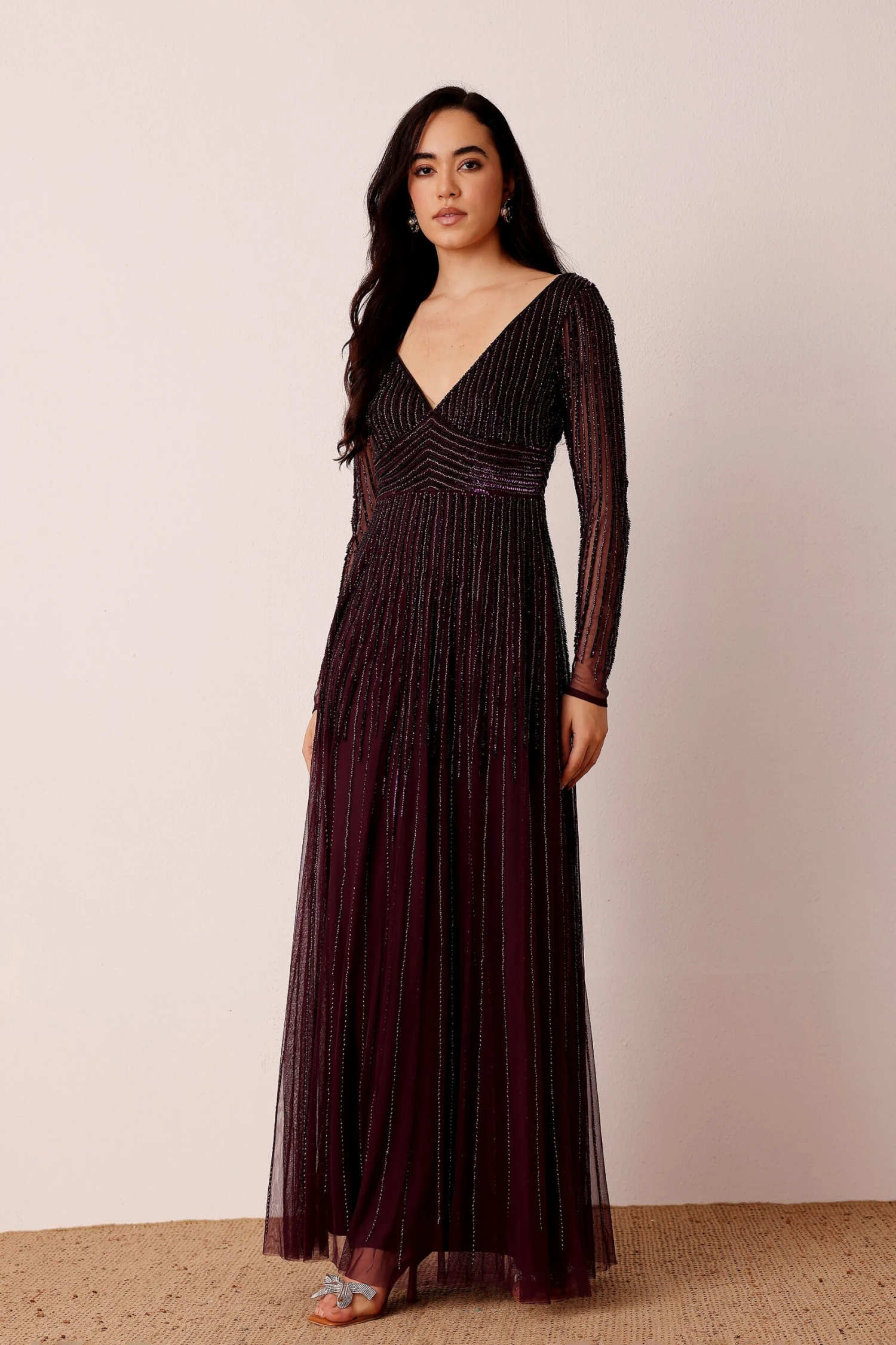 Laura Embellished Maxi Dress In Berry 3 Laura Embellished Maxi Dress In Berry - Image 3