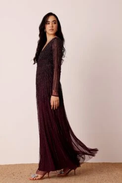 Laura Embellished Maxi Dress In Berry 12 Laura Embellished Maxi Dress In Berry -Laceand Beads Laura Maxi in Berry 6