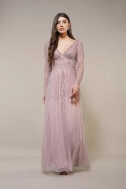 Laura Embellished Maxi Dress In Blush Pink