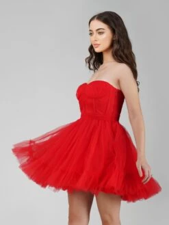 Lauren Red Tulle Mini Dress 11 Lauren Red Tulle Mini Dress -Laceand Beads LaurenMini 3