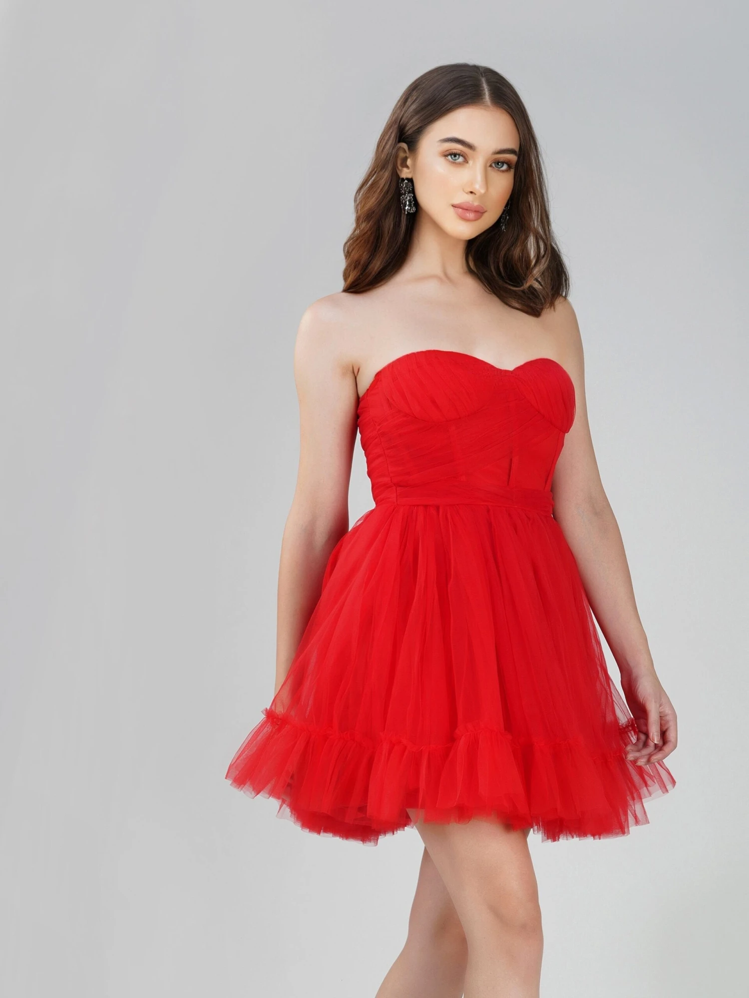Lauren Red Tulle Mini Dress 6 Lauren Red Tulle Mini Dress - Image 6