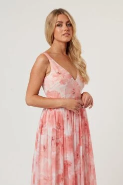 Levi Pink Floral Printed Maxi Dress -Laceand Beads Levi 1