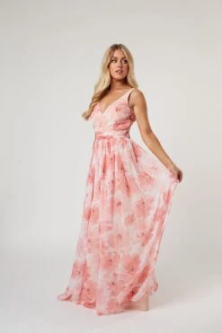 Levi Pink Floral Printed Maxi Dress -Laceand Beads Levi 10