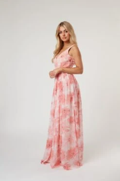 Levi Pink Floral Printed Maxi Dress -Laceand Beads Levi 16