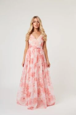 Levi Pink Floral Printed Maxi Dress -Laceand Beads Levi 2