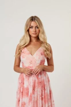 Levi Pink Floral Printed Maxi Dress -Laceand Beads Levi 32