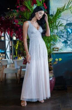 Lorelai Blush Pink Embellished Maxi Dress 20 Lorelai Blush Pink Embellished Maxi Dress -Laceand Beads LorelaiNude 2