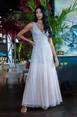 Lorelai Blush Pink Embellished Maxi Dress 19 Lorelai Blush Pink Embellished Maxi Dress -Laceand Beads LorelaiNude 3