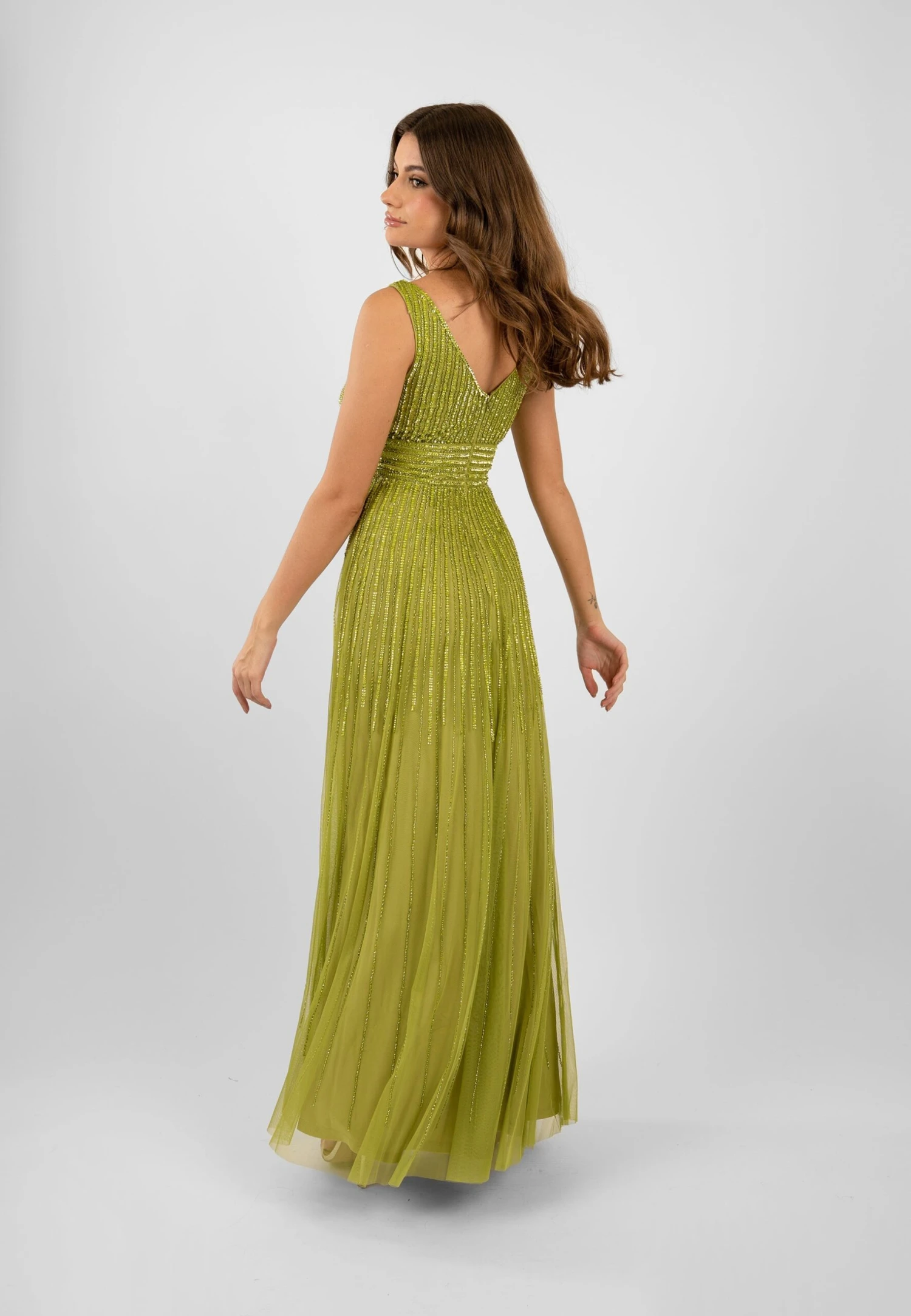 Lorelai Olive Green Embellished Maxi Dress 6 Lorelai Olive Green Embellished Maxi Dress - Image 6