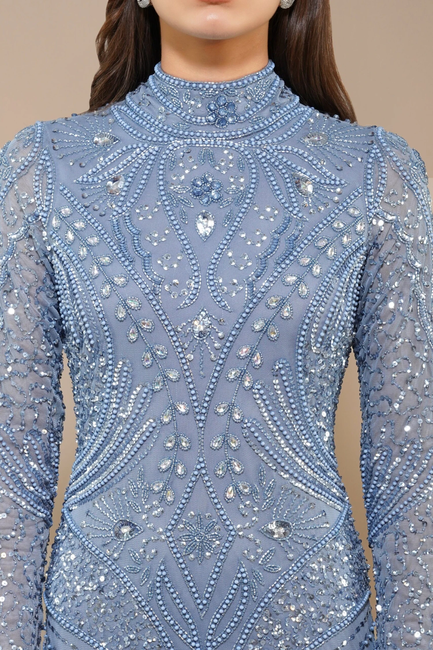 Lotus Embellished Maxi Dress In Light Blue 2 Lotus Embellished Maxi Dress In Light Blue - Image 2