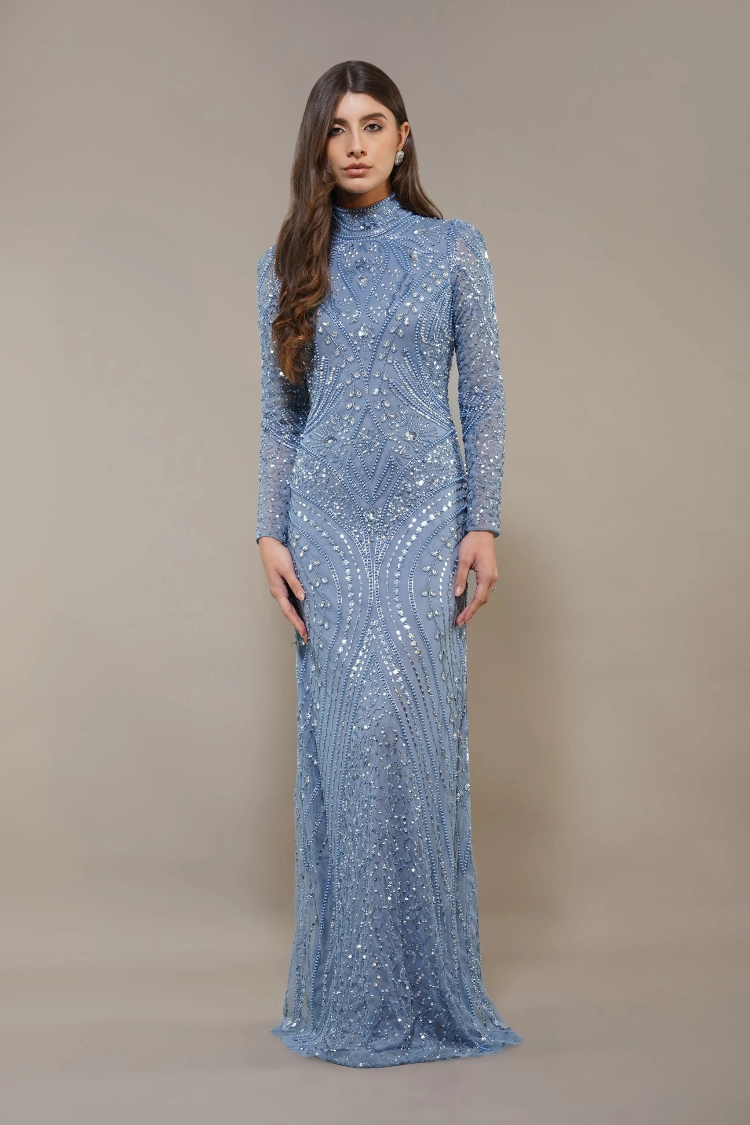 Lotus Embellished Maxi Dress In Light Blue 1 Lotus Embellished Maxi Dress In Light Blue