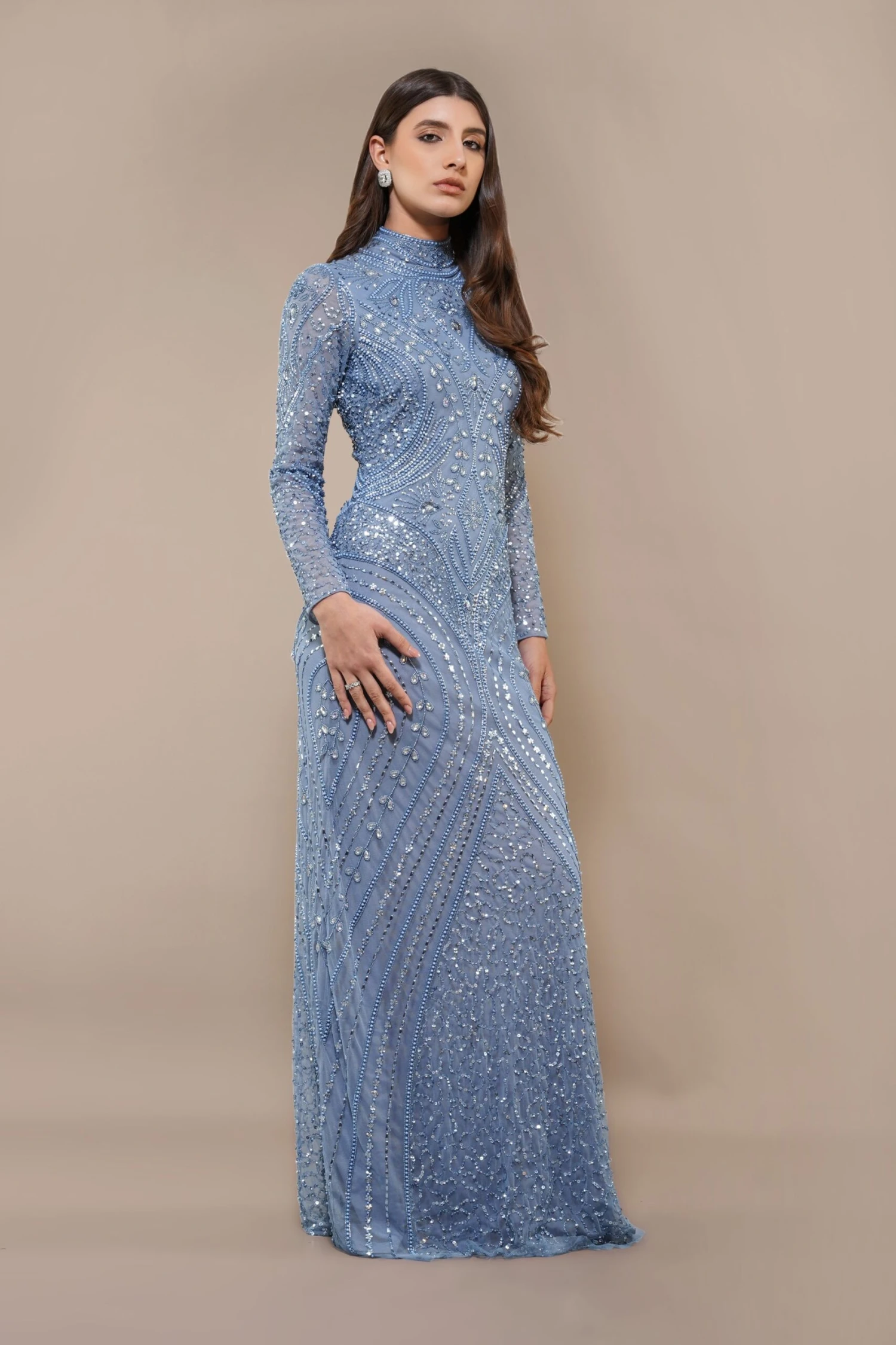 Lotus Embellished Maxi Dress In Light Blue 5 Lotus Embellished Maxi Dress In Light Blue - Image 5