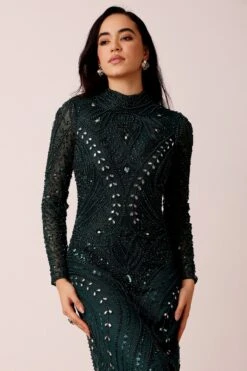 Lotus Embellished Maxi Dress In Emerald Green 13 Lotus Embellished Maxi Dress In Emerald Green -Laceand Beads Lotus Maxi in Emerald Green 5