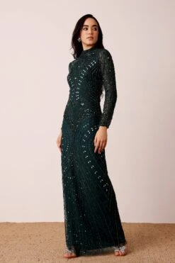 Lotus Embellished Maxi Dress In Emerald Green 10 Lotus Embellished Maxi Dress In Emerald Green -Laceand Beads Lotus Maxi in Emerald Green 6