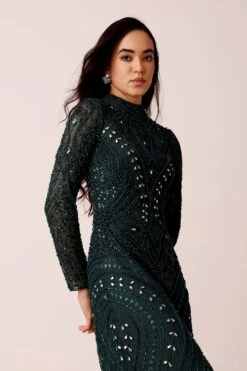 Lotus Embellished Maxi Dress In Emerald Green 11 Lotus Embellished Maxi Dress In Emerald Green -Laceand Beads Lotus Maxi in Emerald Green 7