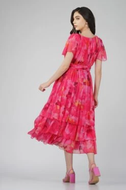 Madison Sunset Pink Chiffon Midi Dress -Laceand Beads MADISONMISICHIFFONPINK 6
