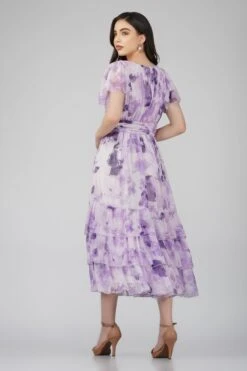 Madison Lavender Chiffon Bridesmaid Dress -Laceand Beads MadisonMidiLavenderPrint 1
