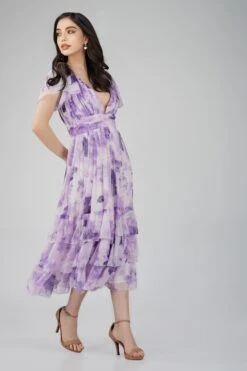 Madison Lavender Chiffon Bridesmaid Dress -Laceand Beads MadisonMidiLavenderPrint 5