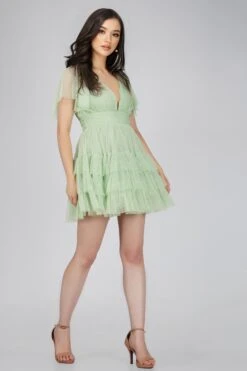 Madison Sage Green Tulle Mini Dress 8 Madison Sage Green Tulle Mini Dress -Laceand Beads MadisonMiniSage 2
