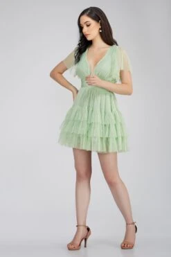 Madison Sage Green Tulle Mini Dress 10 Madison Sage Green Tulle Mini Dress -Laceand Beads MadisonMiniSage 3
