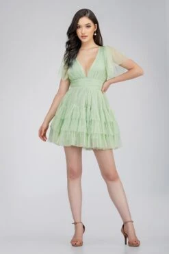 Madison Sage Green Tulle Mini Dress 9 Madison Sage Green Tulle Mini Dress -Laceand Beads MadisonMiniSage 5