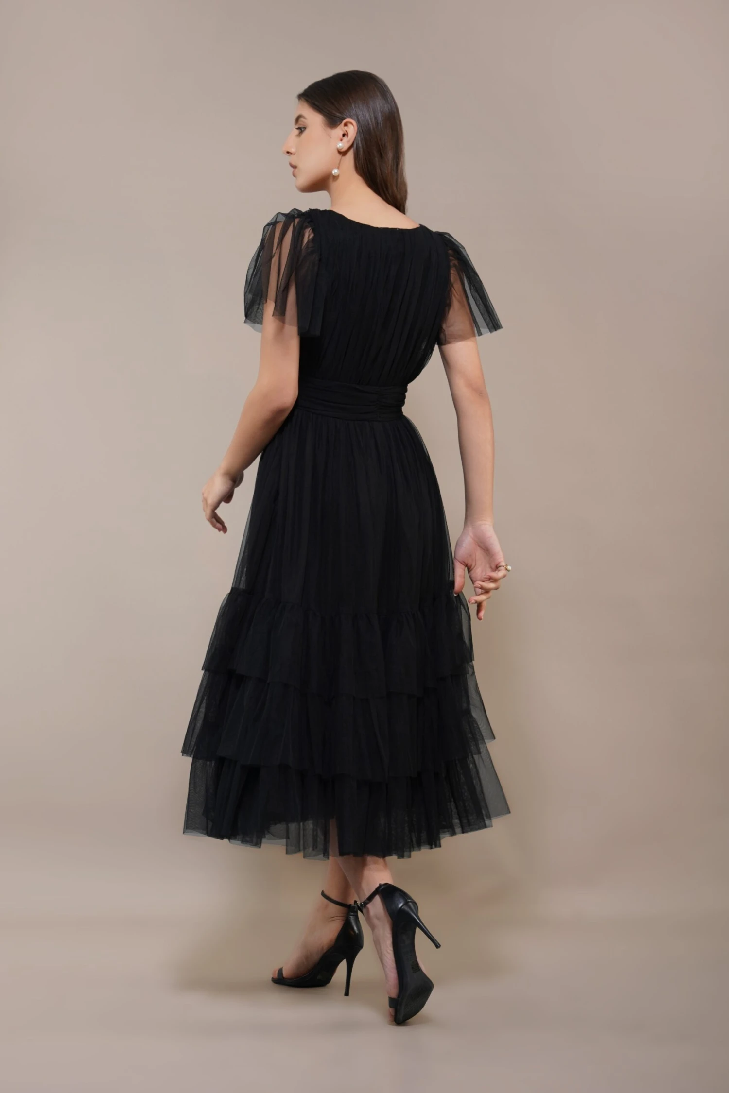 Madison Black Tulle Bridesmaid Midi Dress 4 Madison Black Tulle Bridesmaid Midi Dress - Image 4