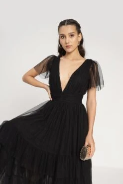 Madison Black Tulle Bridesmaid Midi Dress 16 Madison Black Tulle Bridesmaid Midi Dress -Laceand Beads Madison Midi in Black 5