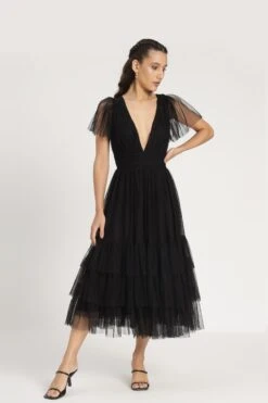 Madison Black Tulle Bridesmaid Midi Dress 17 Madison Black Tulle Bridesmaid Midi Dress -Laceand Beads Madison Midi in Black 8