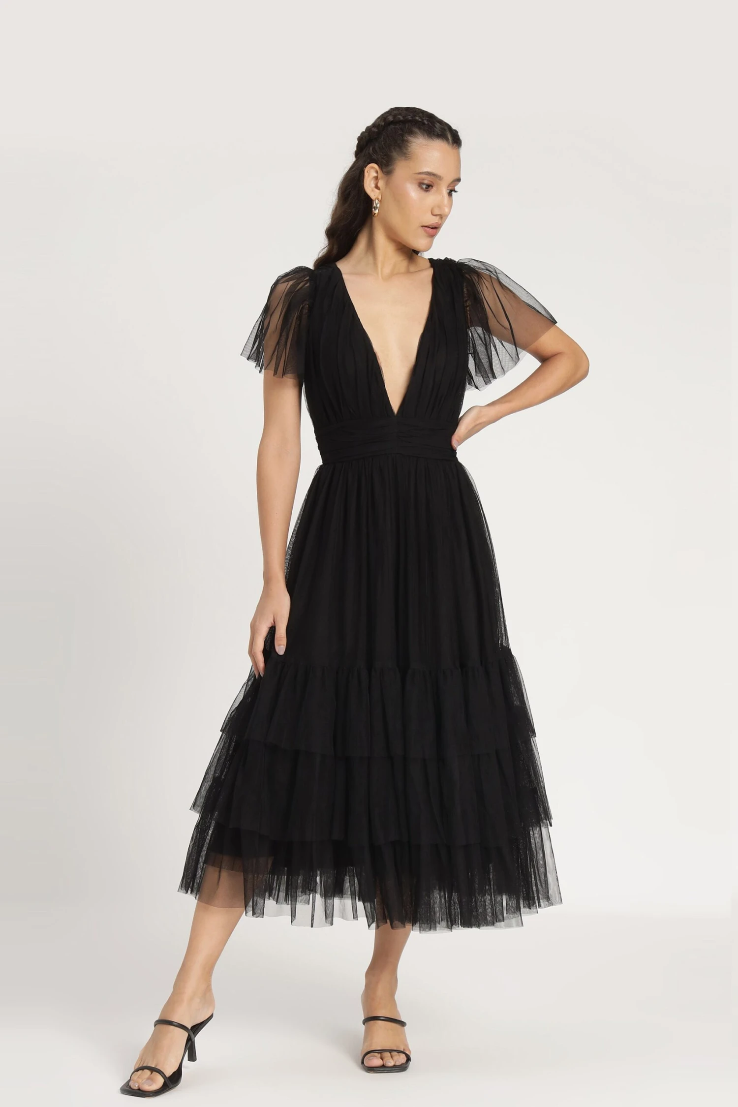 Madison Black Tulle Bridesmaid Midi Dress 8 Madison Black Tulle Bridesmaid Midi Dress - Image 8