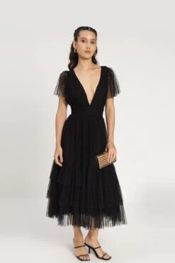 Madison Black Tulle Bridesmaid Midi Dress 15 Madison Black Tulle Bridesmaid Midi Dress -Laceand Beads Madison Midi in Black 9