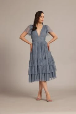 Madison Dusty Blue Bridesmaid Dress 10 Madison Dusty Blue Bridesmaid Dress -Laceand Beads Madison Midi in Dusty Blue 4