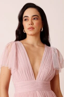 Madison Powder Pink Midi Bridesmaid Dress 9 Madison Powder Pink Midi Bridesmaid Dress -Laceand Beads Madison Midi in Powder Pink 1