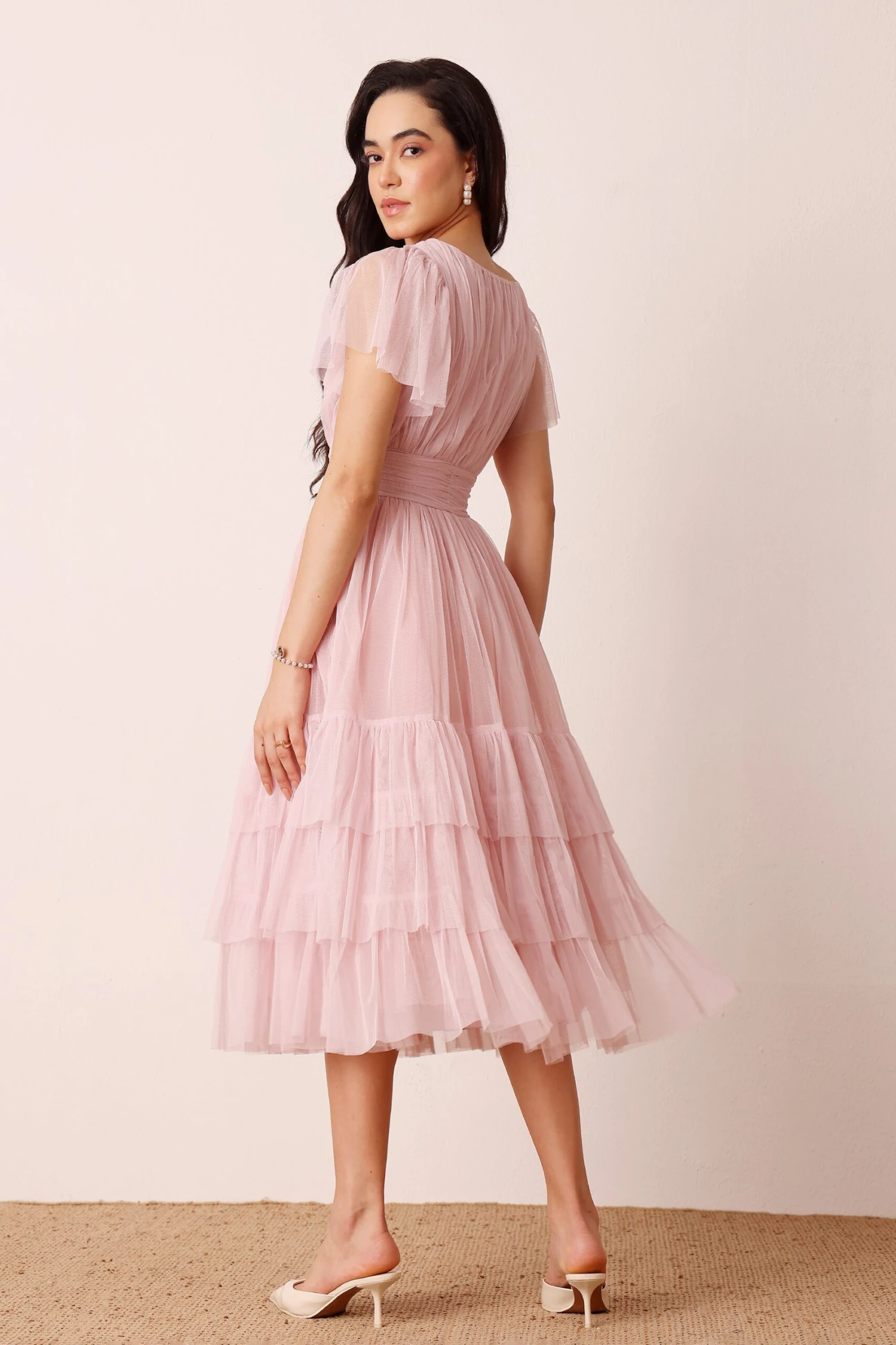 Madison Powder Pink Midi Bridesmaid Dress 3 Madison Powder Pink Midi Bridesmaid Dress - Image 3